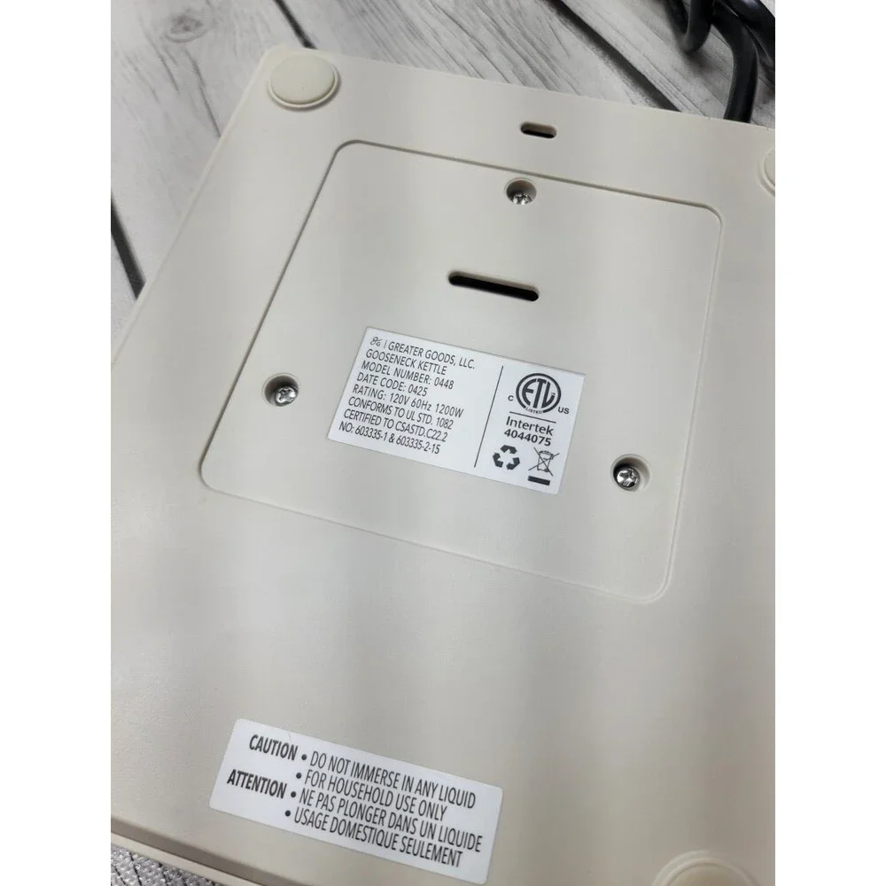 Greater Goods Electric Gooseneck Kettle Birch White 1200W Tested 0448